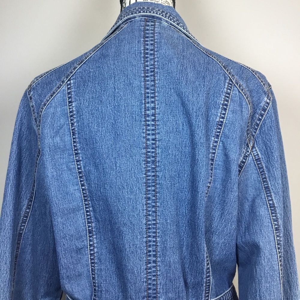 Medium blue denim jacket with belt at the waist western hippie boho size M - Picture 6 of 8